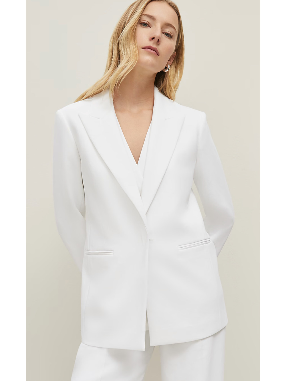 NEW ANN TAYLOR WHITE BELTED TEXTURED CREPE BLAZER JACKET SZ 10P 10 PETITE